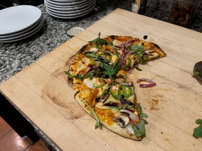 partially eated sourdough pizza