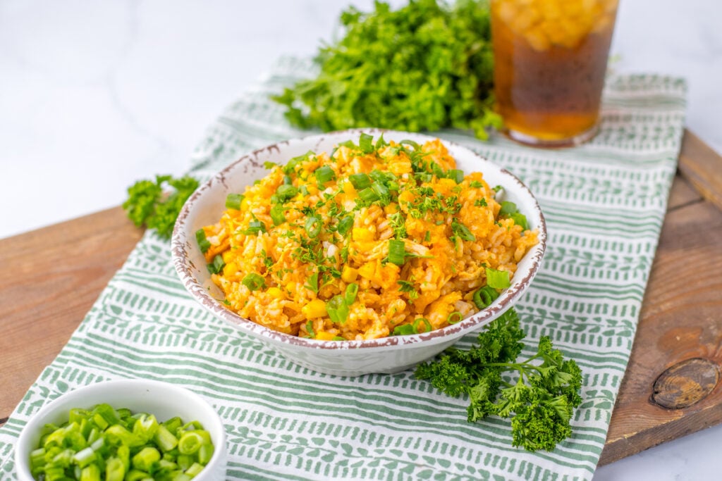 chicken enchilada rice casserole featured image
