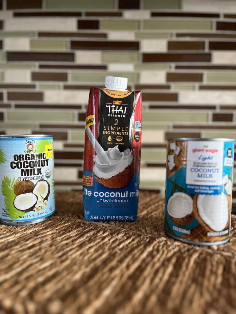 three kinds of coconut milk vertical