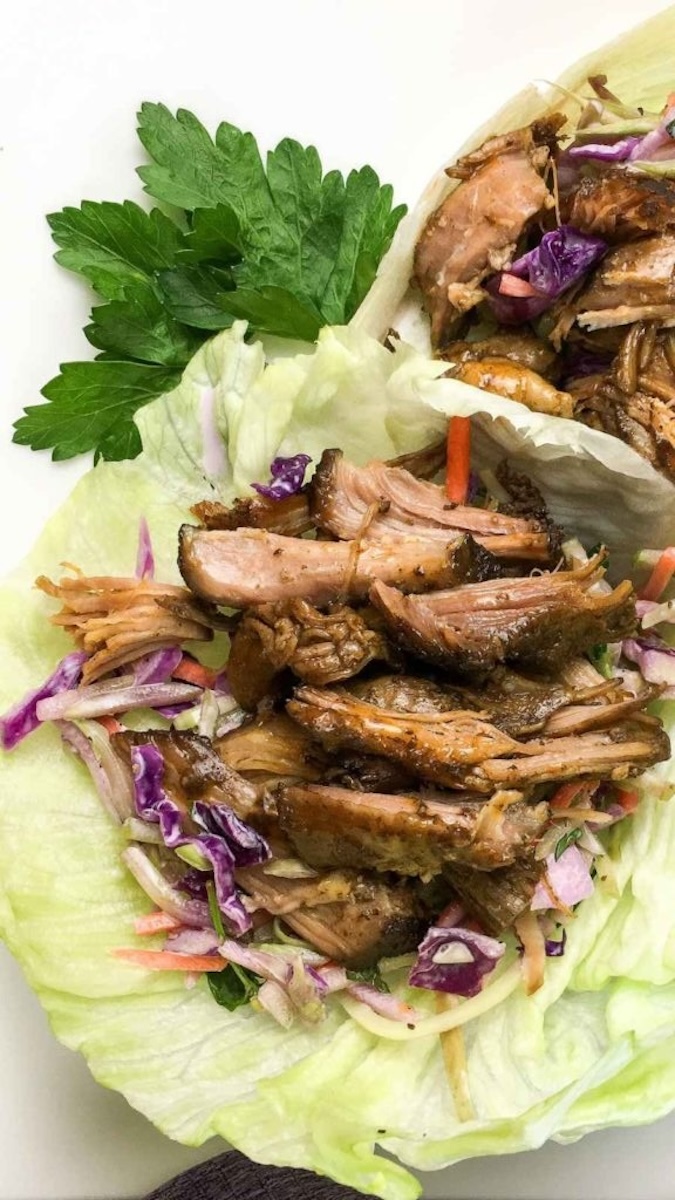Slow Cooker Pulled Pork Lettuce Wraps