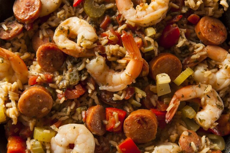 Spicy Homemade Cajun Jambalaya with Sausage and Shrimp