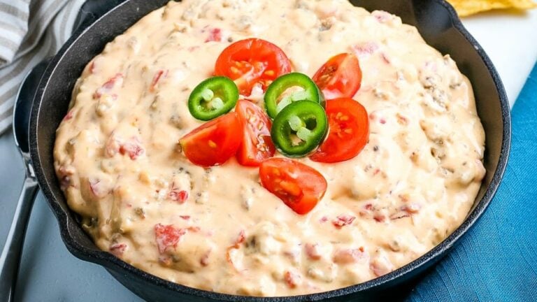 When you need a crowd-pleaser that takes minutes to make, this 5-ingredient sausage cheese dip delivers every time. The combination of savory sausage, Rotel, Velveeta, and cream cheese creates the kind of addictive dip that keeps people coming back for more during game day festivities.