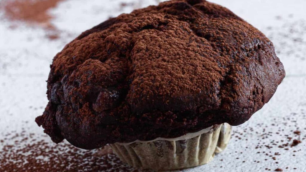 Single triple chocolate muffin.