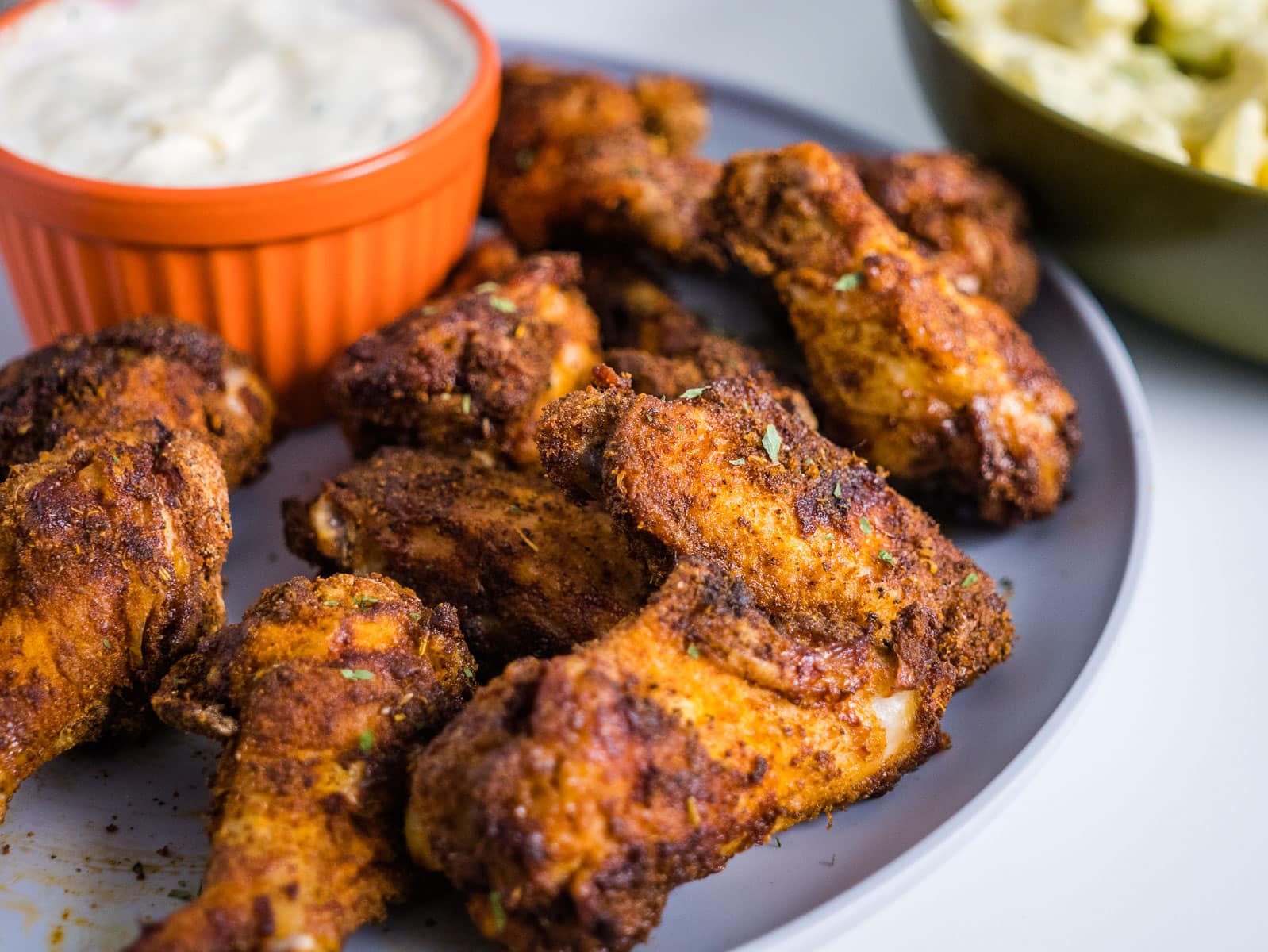 Chicken wing flat with Cajun spices.