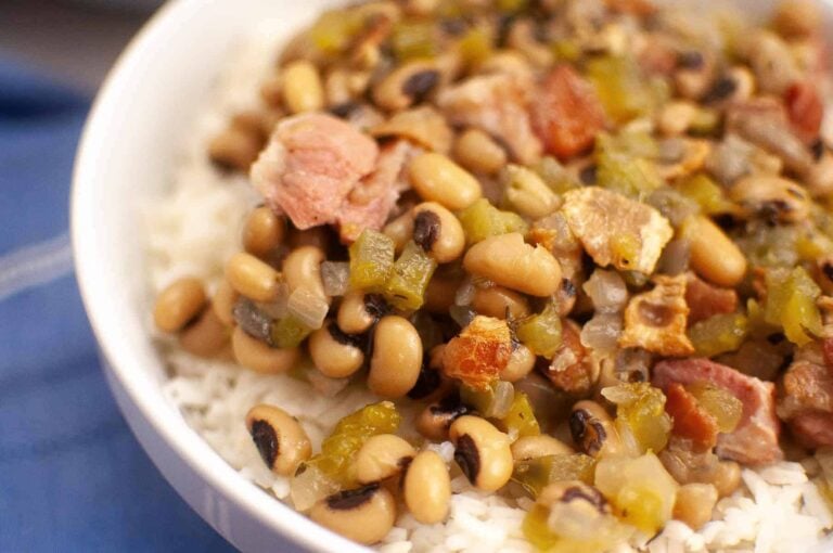 A close-up of a bowl filled with Classic Hoppin’ John.