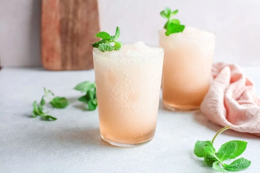 Frozen mint julep on a glass cup